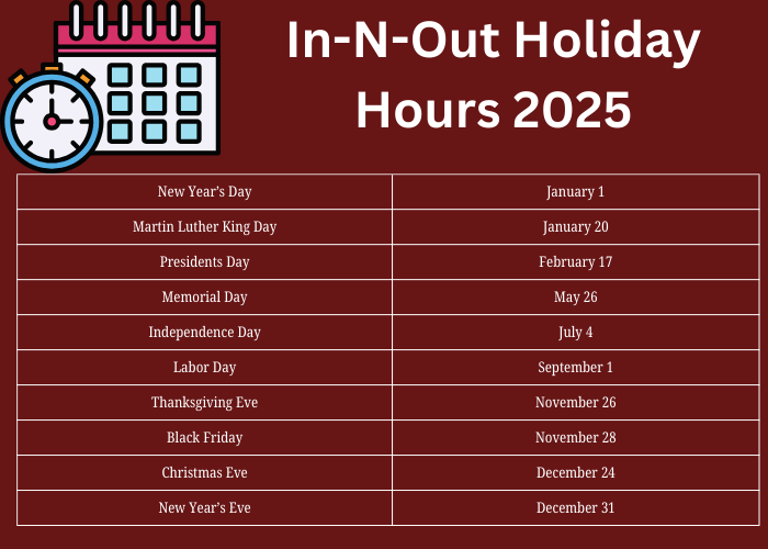 In-N-Out Holiday Hours 2025