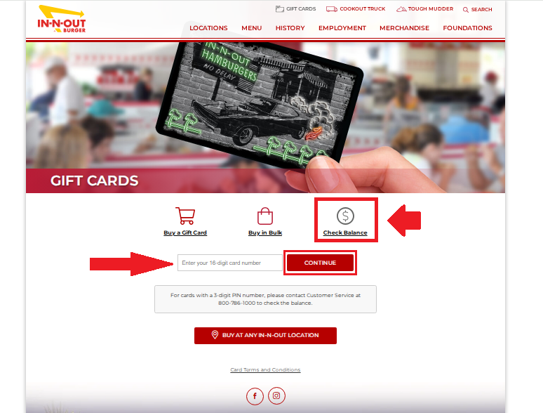 Check In-N-Out Gift Card Balance